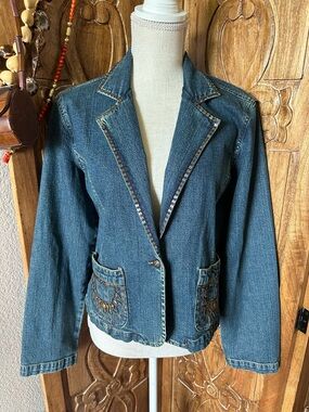 Sharon Young denim sequin and beaded jacket.